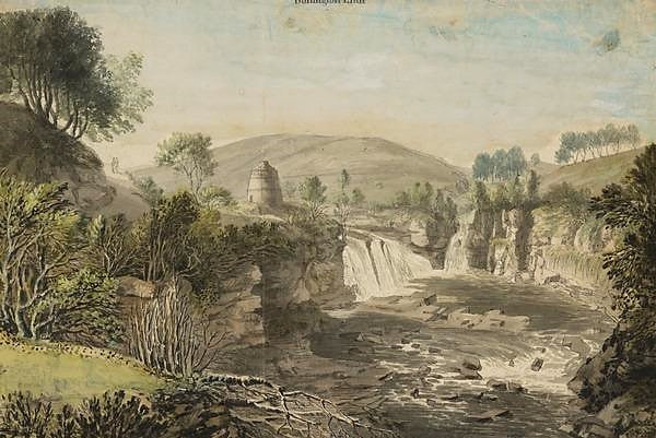 Bonnington Linn, vintage artwork by Paul Sandby , R.A., 12x8" (A4) Poster