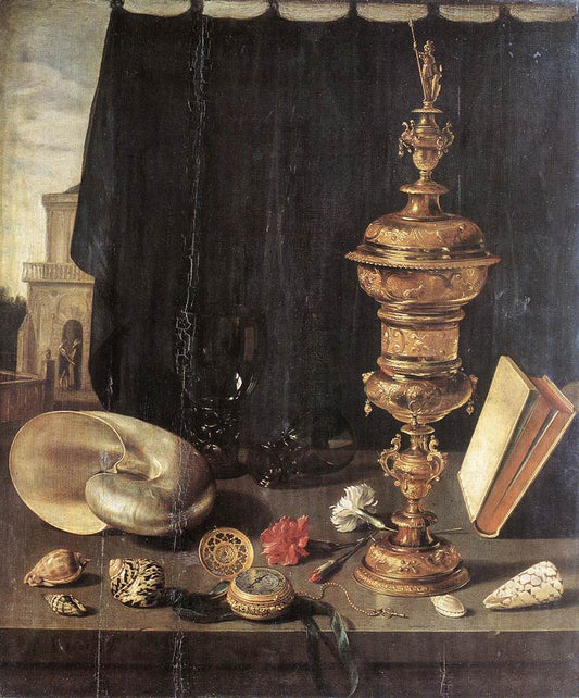 Still Life with Large Goblet, vintage artwork by Pieter Claesz, 12x8" (A4) Poster