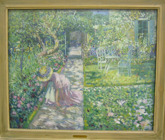 The Garden Path, vintage artwork by Frederick Carl Frieseke, 12x8" (A4) Poster
