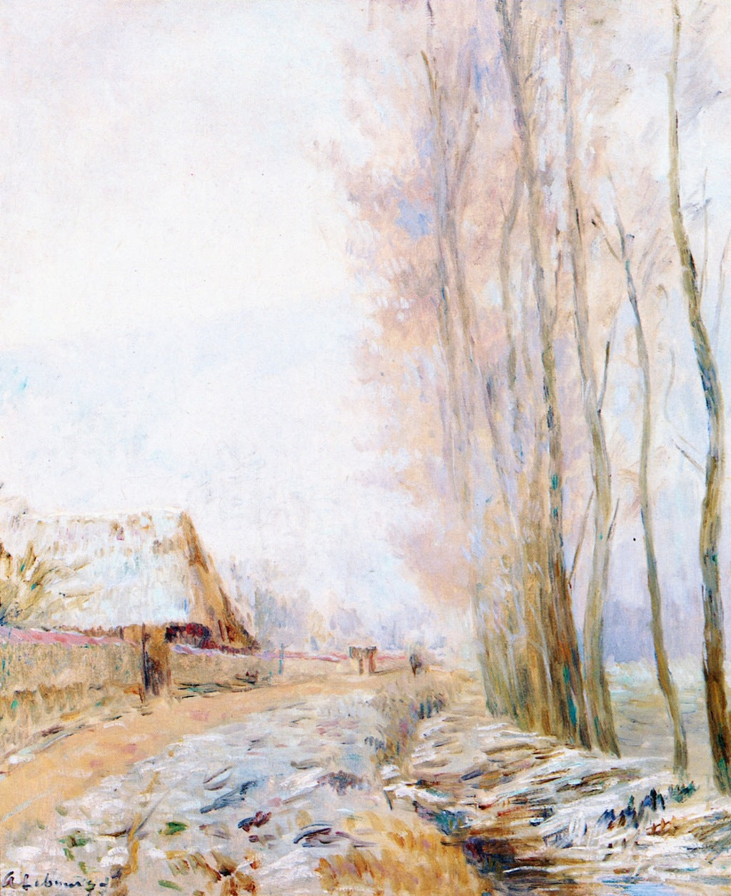 The Hondouville Road, the Effect of Frost, vintage artwork by Albert Lebourg, 12x8" (A4) Poster