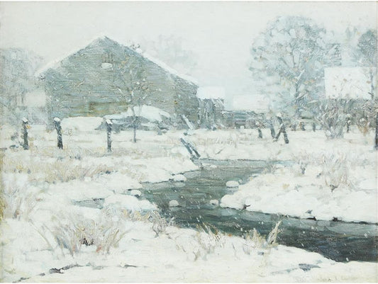 Snow Bound Brook, vintage artwork by John F. Carlson, 12x8" (A4) Poster