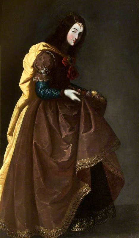 Saint Elizabeth of Portugal, vintage artwork by Workshop of Francisco de Zurbarán, 12x8" (A4) Poster
