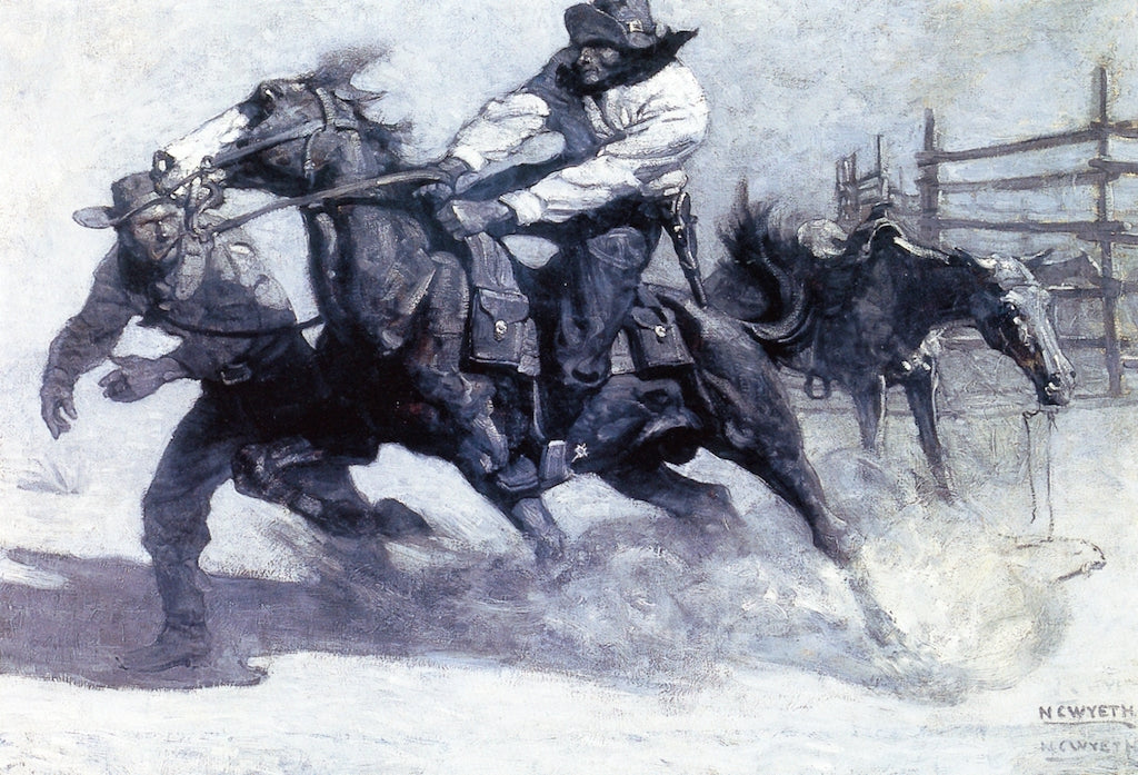 Pony Express, vintage artwork by Newell Convers (N.C.) Wyeth, 12x8" (A4) Poster