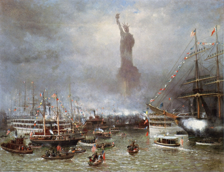 Statue of Liberty Celebration, vintage artwork by Frederick Rondel, 12x8" (A4) Poster