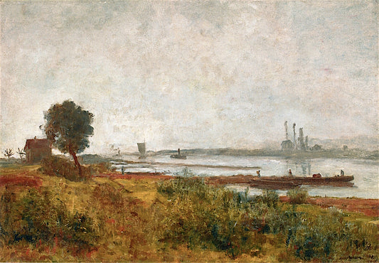Landscape with River in Mecklenburg, vintage artwork by Paul Baum, 12x8" (A4) Poster