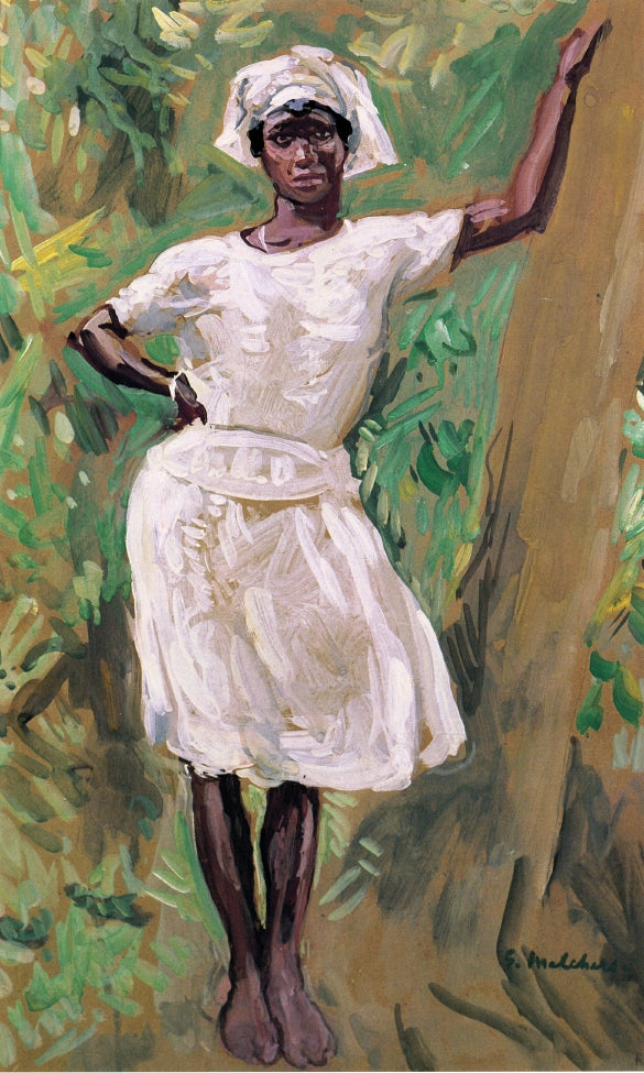 of Young Black Woman in White Dress and Hat by Gari Melchers,A3(16x12")Poster
