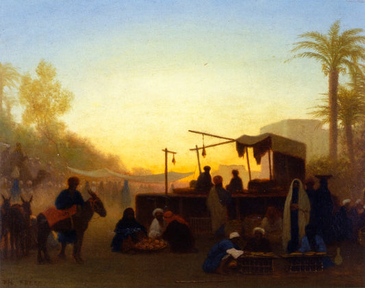 Cairo Market, vintage artwork by Charles Theodore Frère, A3 (16x12") Poster Print