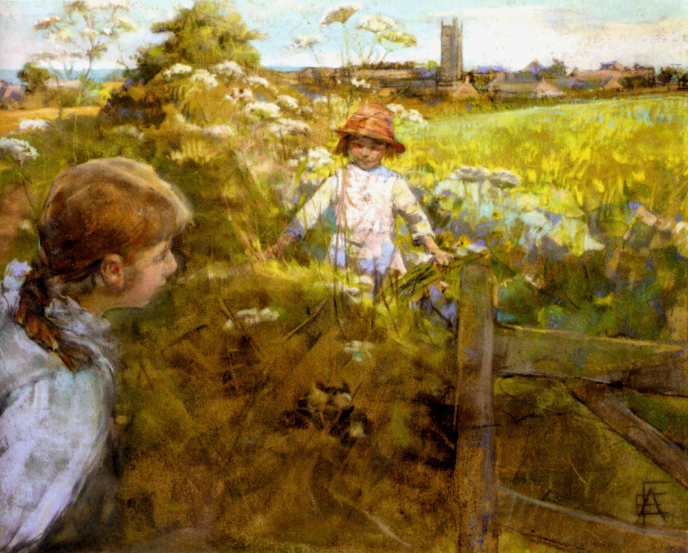 Hide-and-Seek, vintage artwork by Elizabeth Stanhope Forbes, 12x8" (A4) Poster