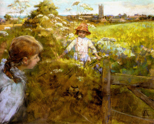 Hide-and-Seek, vintage artwork by Elizabeth Stanhope Forbes, 12x8" (A4) Poster