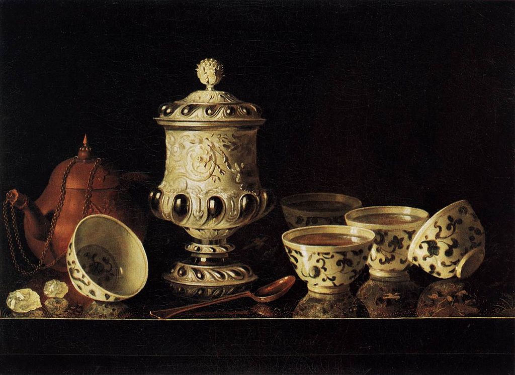 Still-Life with Chinese Teabowls, vintage artwork by Pieter Gerritz. van Roestraten, 12x8" (A4) Poster