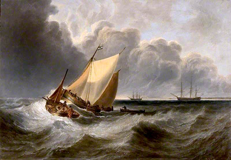 Seascape, Recollection of Turner, vintage artwork by John Wilson Carmichael, A3 (16x12") Poster Print