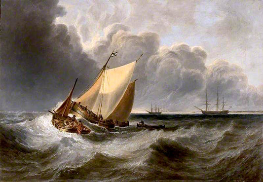 Seascape, Recollection of Turner, vintage artwork by John Wilson Carmichael, A3 (16x12") Poster Print