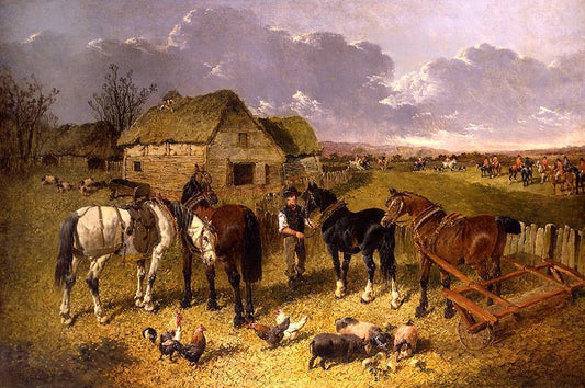 Passing the farm, vintage artwork by John Frederick Herring, Jr., A3 (16x12") Poster Print