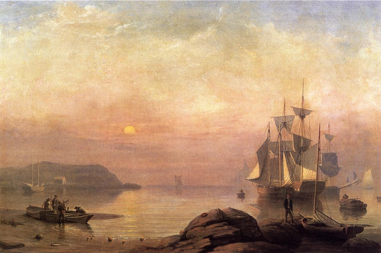 Sunrise through Mist, vintage artwork by Fitz Henry Lane, A3 (16x12") Poster Print