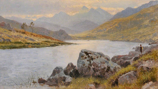 Llyn Mymber, Snowdonia, vintage artwork by Benjamin Williams Leader, 12x8" (A4) Poster