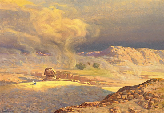 e North African Landscape with Figures by Hermann Baumeister,A3(16x12")Poster