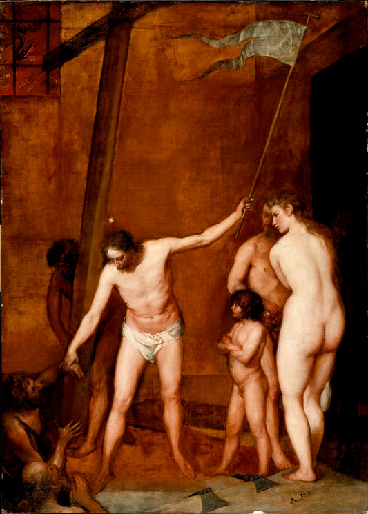 Christ in Limbo, vintage artwork by Alonso Cano, 12x8" (A4) Poster