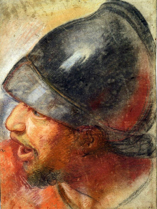 Head of a Macedonian Soldier, vintage artwork by Charles Le Brun, 12x8" (A4) Poster