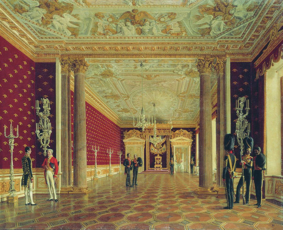 The Throne Room, Winter Palace, vintage artwork by Evgraf Fedorovich Krendovsky, A3 (16x12") Poster Print