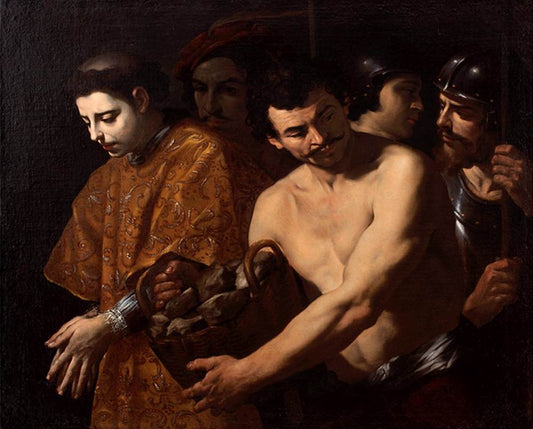 St Stephen Taken to His Martyrdom, vintage artwork by Andrea Vaccaro, 12x8" (A4) Poster