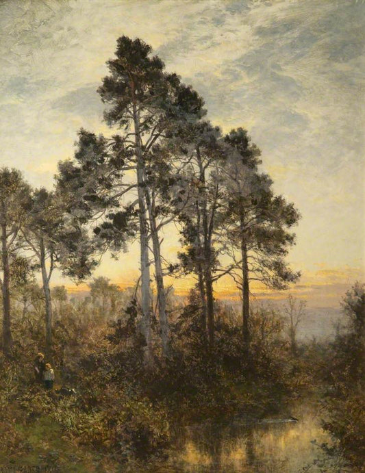 Evening in a Surrey Pine Wood, vintage artwork by Benjamin Williams Leader, 12x8" (A4) Poster