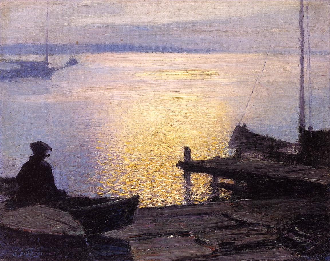 Along the Mystic River, vintage artwork by Edward Henry Potthast, 12x8" (A4) Poster