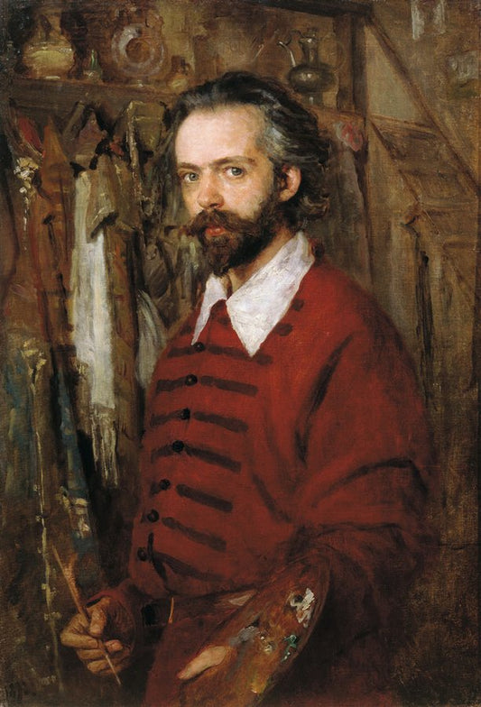 Portrait of the Artist N.S. Matveyev, vintage artwork by Victor Shtemberg, 12x8" (A4) Poster