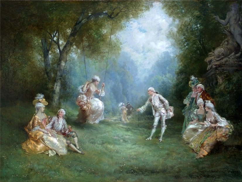 Gallant Scene, vintage artwork by Theodore Levigne, 12x8" (A4) Poster