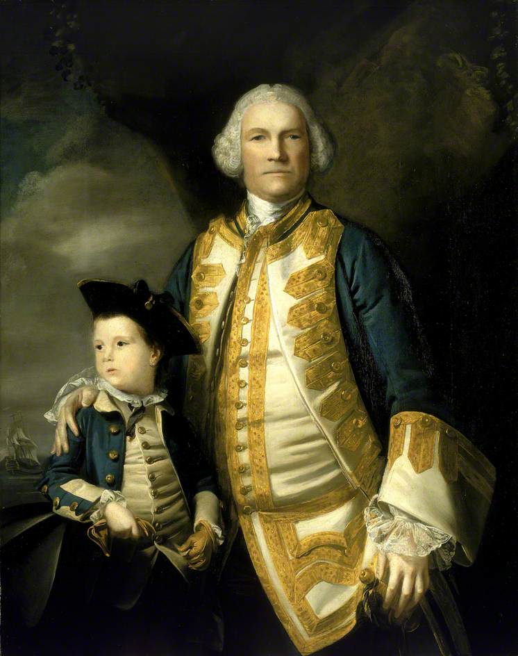 Admiral Francis Holburne and His Son, vintage artwork by Sir Joshua Reynolds, 12x8" (A4) Poster