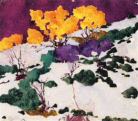 Birches in Autumn, vintage artwork by Augusto Giacometti, 12x8" (A4) Poster