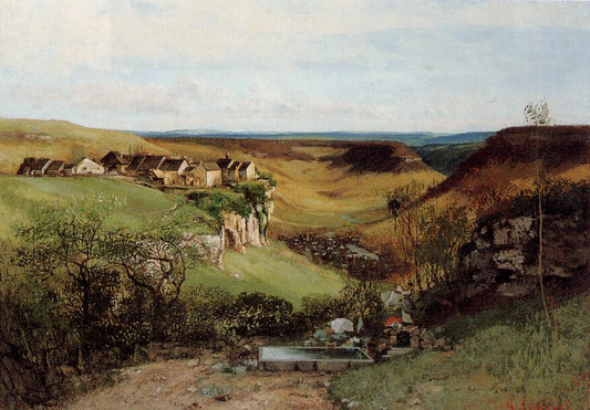 The Chateau d'Ornans, vintage artwork by Gustave Courbet, A3 (16x12") Poster Print