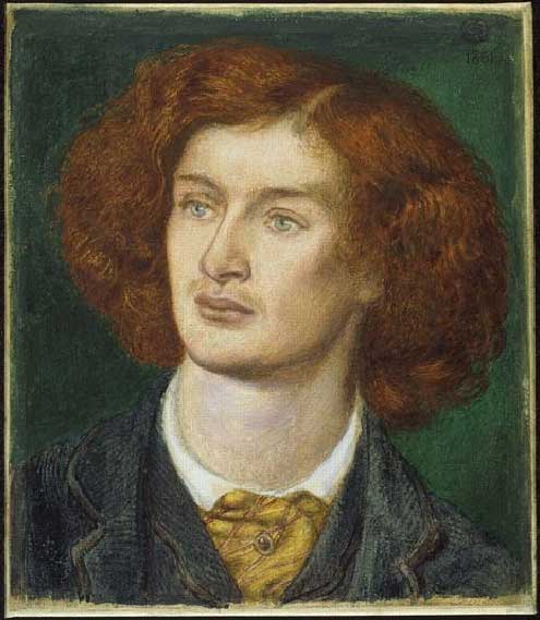 Algernon Swinburne, vintage artwork by Dante Gabriel Rossetti, 12x8
