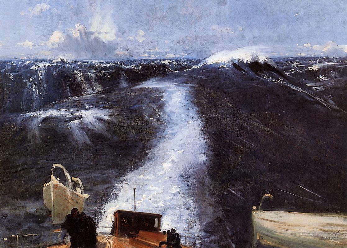 Atlantic Storm, vintage artwork by John Singer Sargent, 12x8" (A4) Poster