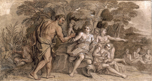 Story of Hercules - Hercules Giving the Cornucopia to Amalthea, vintage artwork by Noël Coypel I, 12x8" (A4) Poster