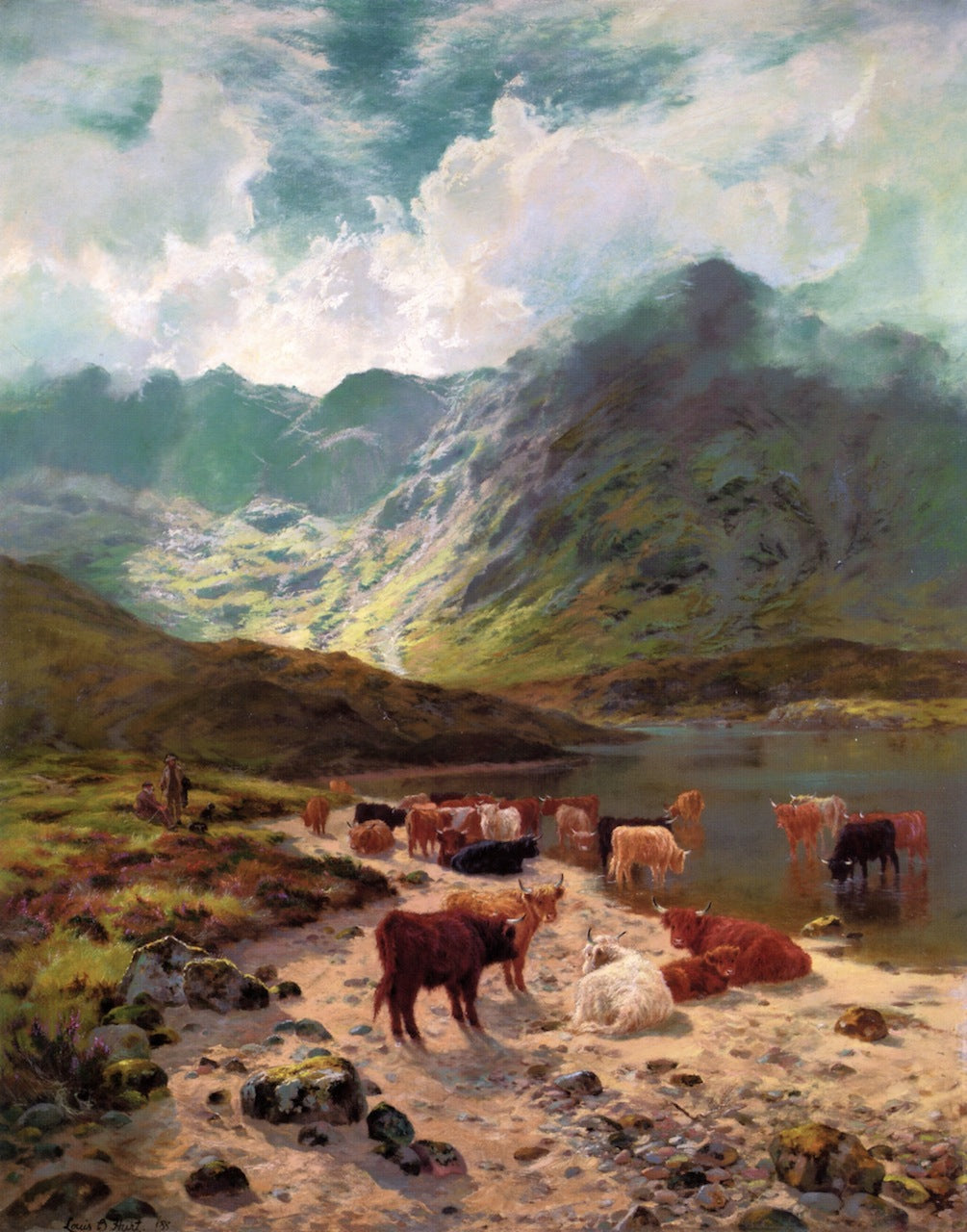 A Rest, by  a Ross-Shire Loch, vintage artwork by Louis Bosworth Hurt, 12x8" (A4) Poster