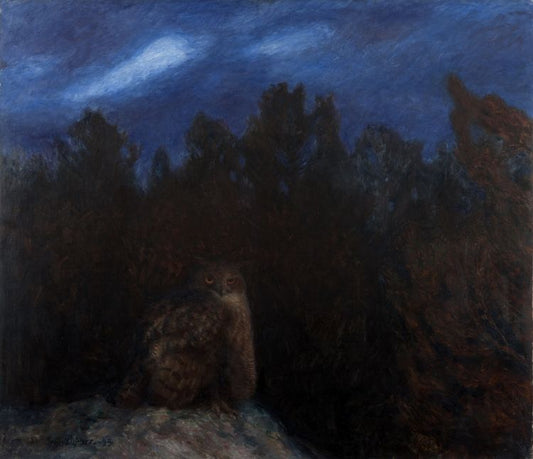 The Horned Owl Deep in the Forest, vintage artwork by Bruno Liljefors, 12x8" (A4) Poster