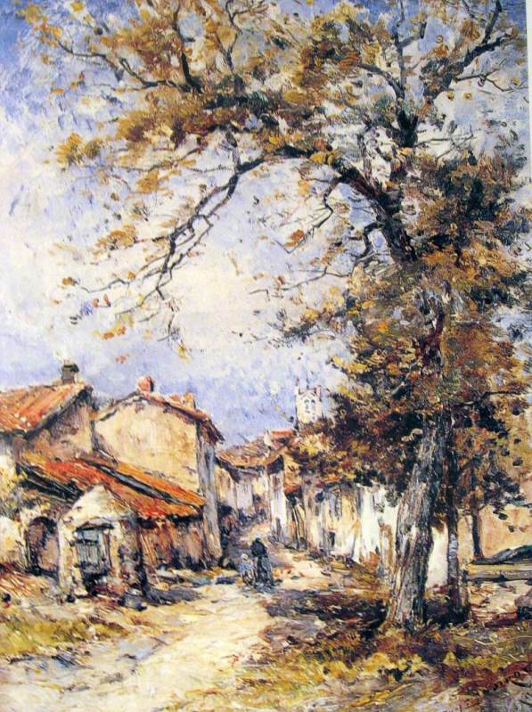 Entree du village, vintage artwork by Emile Noirot, 12x8" (A4) Poster