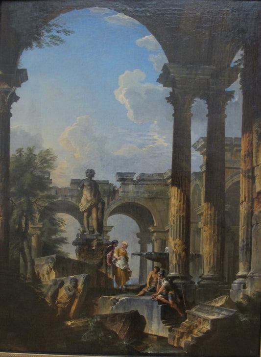 Ideal View of Ruins, vintage artwork by Giovanni Paolo Panini, 12x8" (A4) Poster