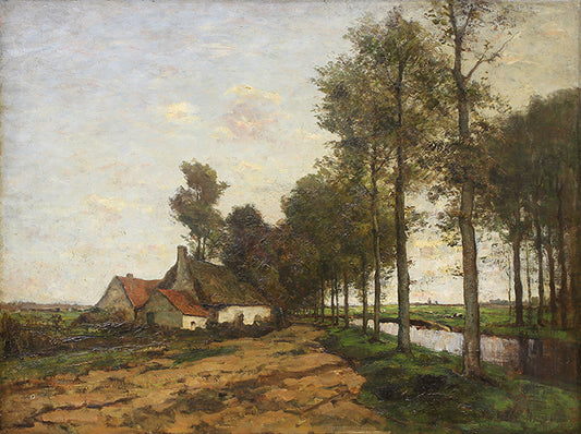Cottages Along the River Gein Lined with Trees, vintage artwork by Piet Mondriaan, 12x8" (A4) Poster