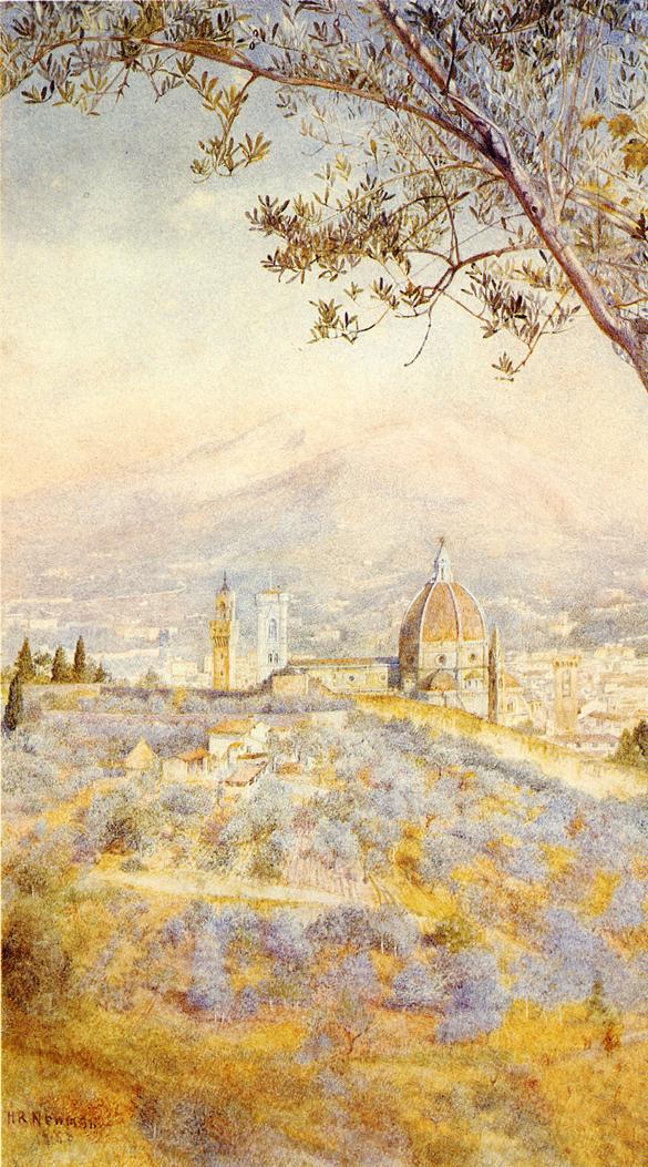 View of Florence from the East, vintage artwork by Henry Roderick Newman, 12x8" (A4) Poster