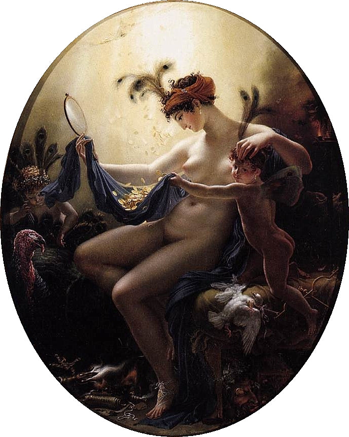Mademoiselle Lange as Danae, vintage artwork by Anne-Louis Girodet de Roussy-Trioson, 12x8" (A4) Poster