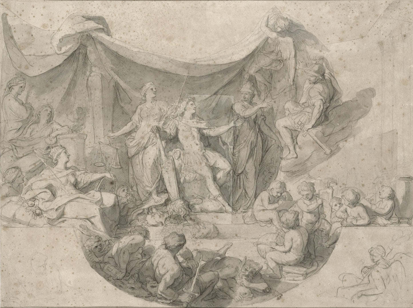 The King Governs by  Himself in 1661, vintage artwork by Charles Le Brun, 12x8" (A4) Poster