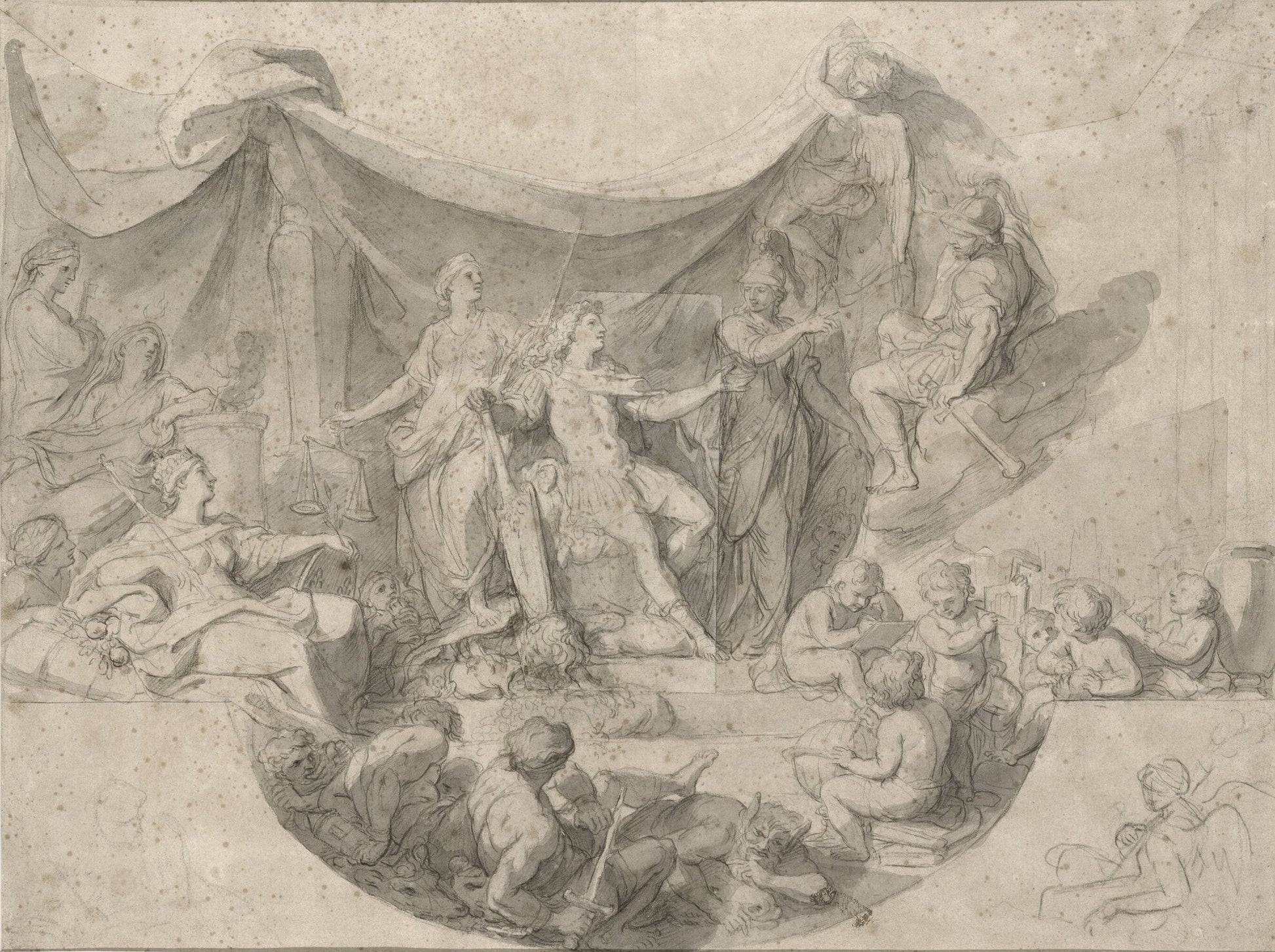 The King Governs by  Himself in 1661, vintage artwork by Charles Le Brun, 12x8" (A4) Poster