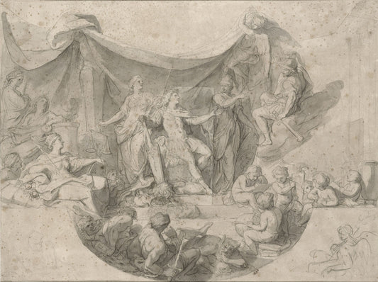 The King Governs by  Himself in 1661, vintage artwork by Charles Le Brun, 12x8" (A4) Poster