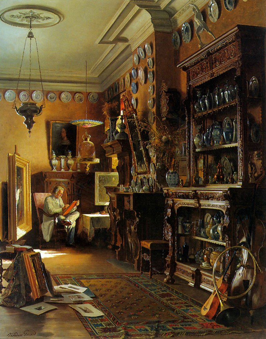 The Collector's Studio, vintage artwork by Theodore Gerard, 12x8" (A4) Poster
