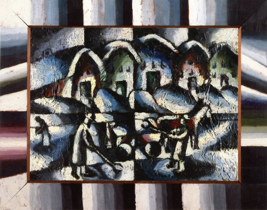 Snow Shovelers, vintage artwork by Arthur Segal, 12x8" (A4) Poster