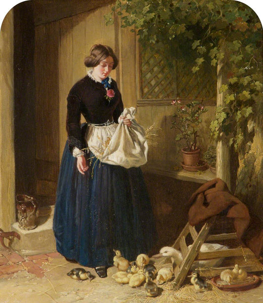 Feeding the Ducks, vintage artwork by John Frederick Herring, Sr, A3 (16x12") Poster Print