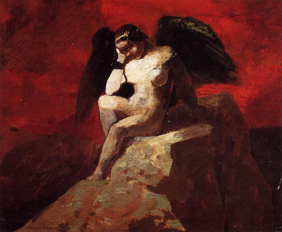 Angel in Chains, vintage artwork by Odilon Redon, 12x8" (A4) Poster