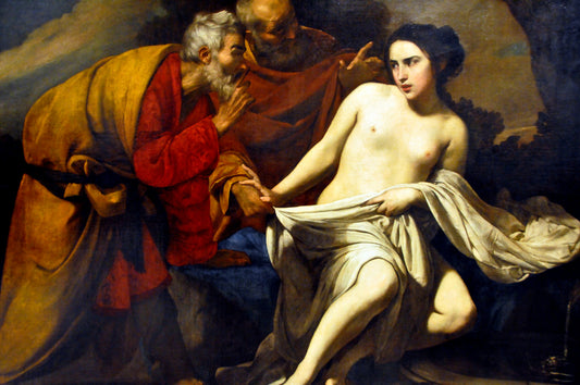 Suzanna and the Elders, vintage artwork by Massimo Stanzione, 12x8" (A4) Poster