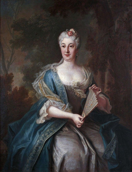 Portrait of Katarzyna Barbara Radziwill, vintage artwork by Louis de Silvestre, 12x8" (A4) Poster